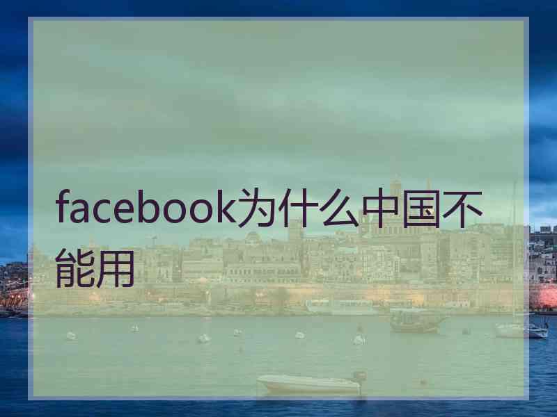 facebook为什么中国不能用