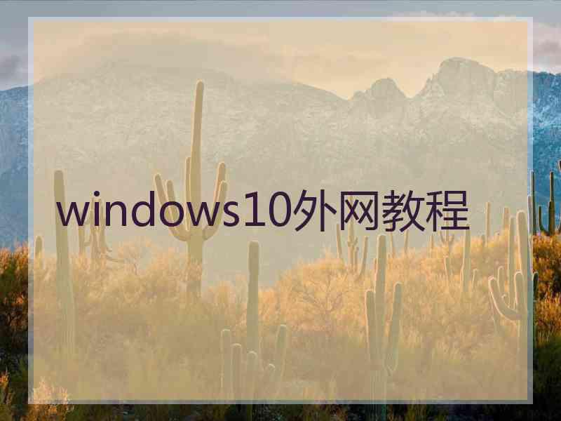 windows10外网教程