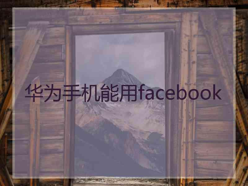 华为手机能用facebook