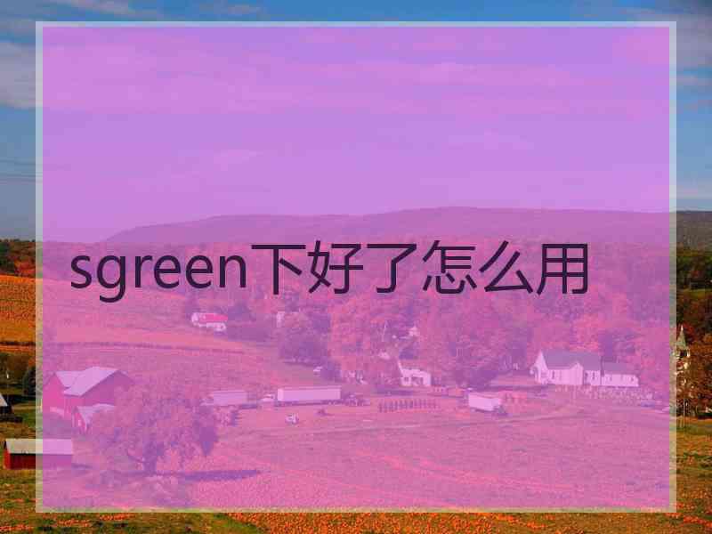 sgreen下好了怎么用