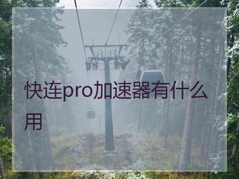 快连pro加速器有什么用