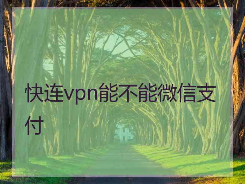 快连vpn能不能微信支付