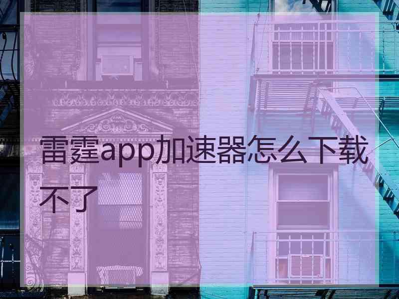 雷霆app加速器怎么下载不了